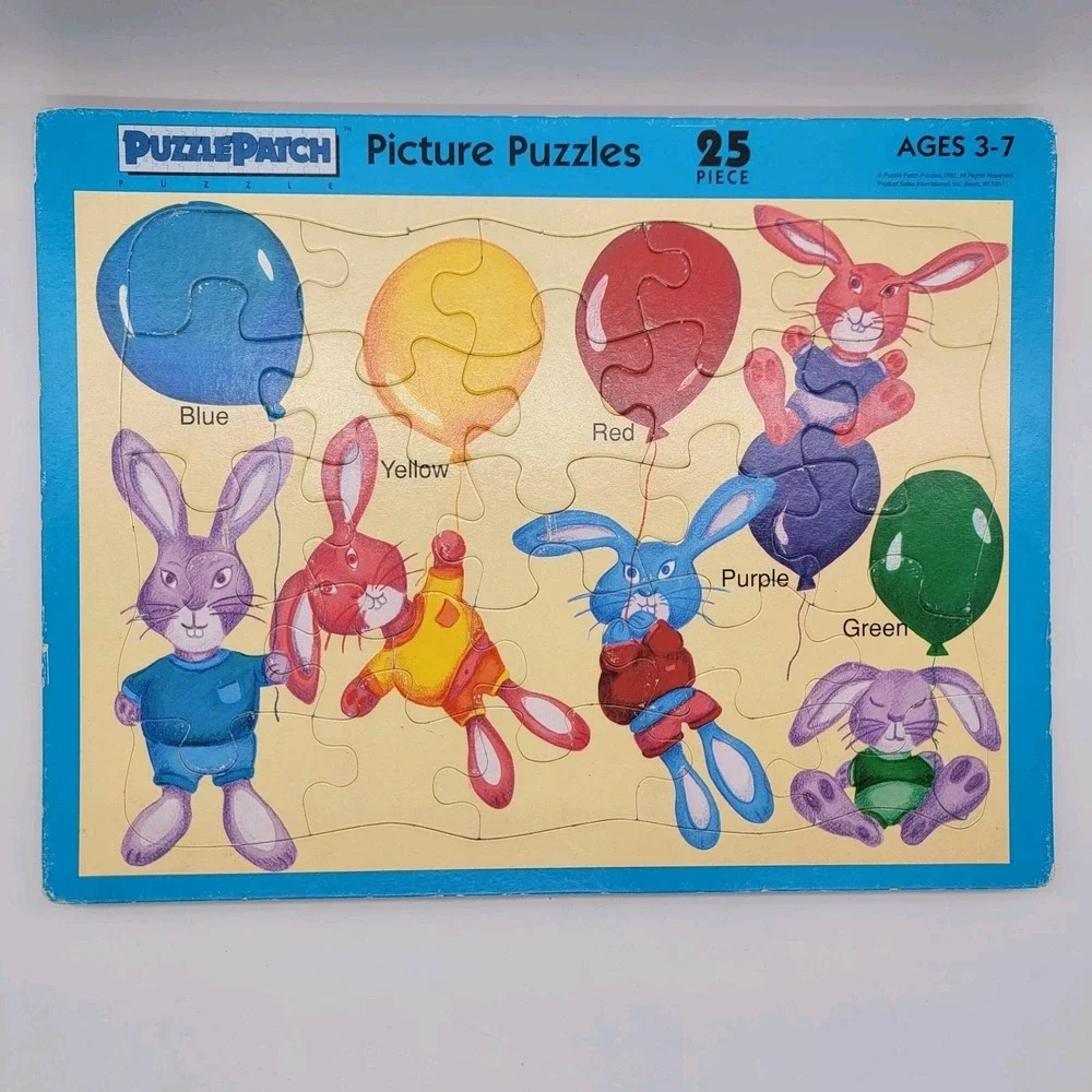 90s Puzzle Patch Picture‎ Puzzles Frame Tray 25 Pieces Age 3-7 3pc